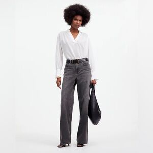 BRAND NEW Madewell Petite Superwide-Leg Jeans in Kingswood Wash Gray High Rise